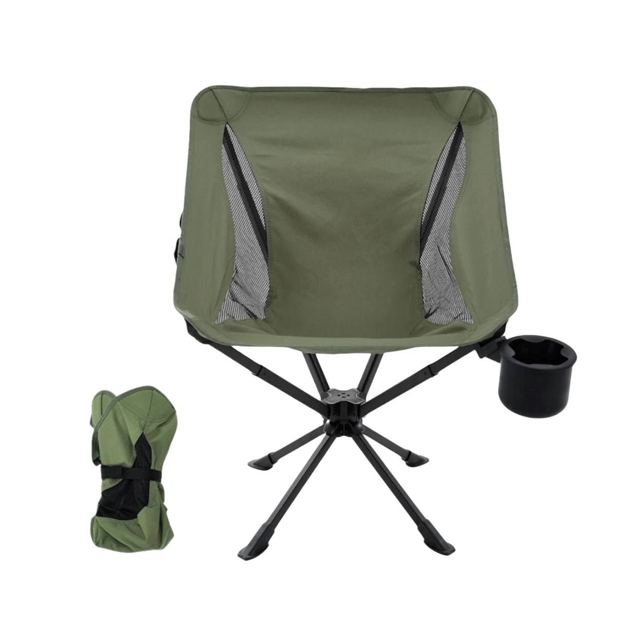 

Modern Portable 360 Degree Swivel Camping Chair with Silicone Cup Holder Durable Lightweight Folding Aluminum Beach Chair