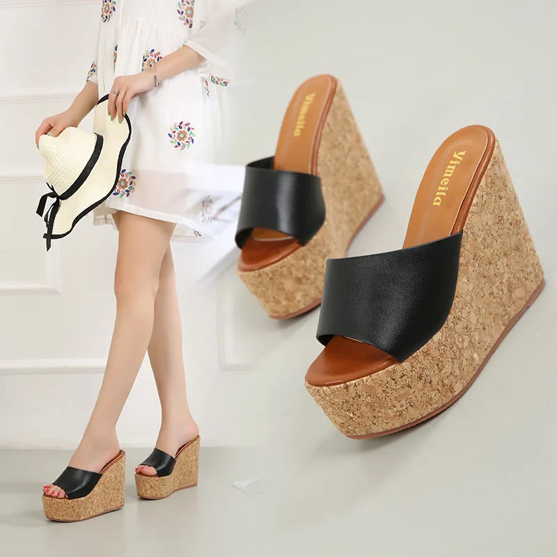 Platform Slippers Women Open Toe Wedges Sandals Ladies Summer High Heels Casual Shoes Home Outdoor