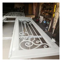 Custom Wrought Iron Double Front Door Steel Glass Doors 3