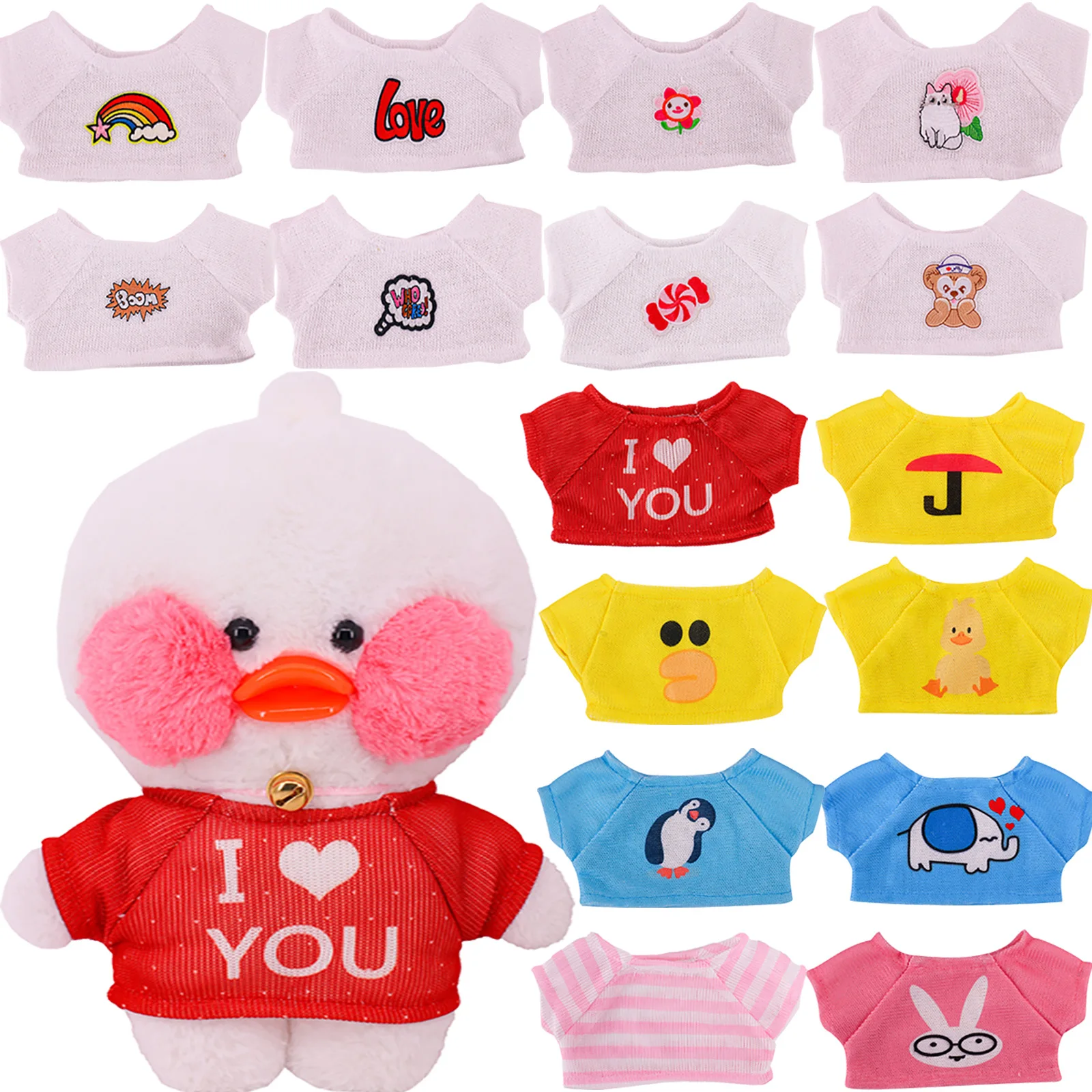 Hot Sweater 30cm Lalafanfan Duck Clothes For Plush Toy Print Clothes Accessories Soft Animal Dolls Toys Children\'s Birthday Gift