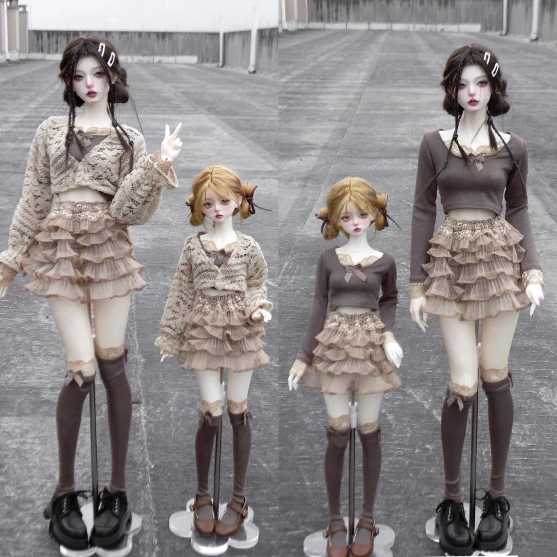 BJD doll clothes suitable for 1/4 1/3 size short brown Pure Desire cake dress set doll accessories