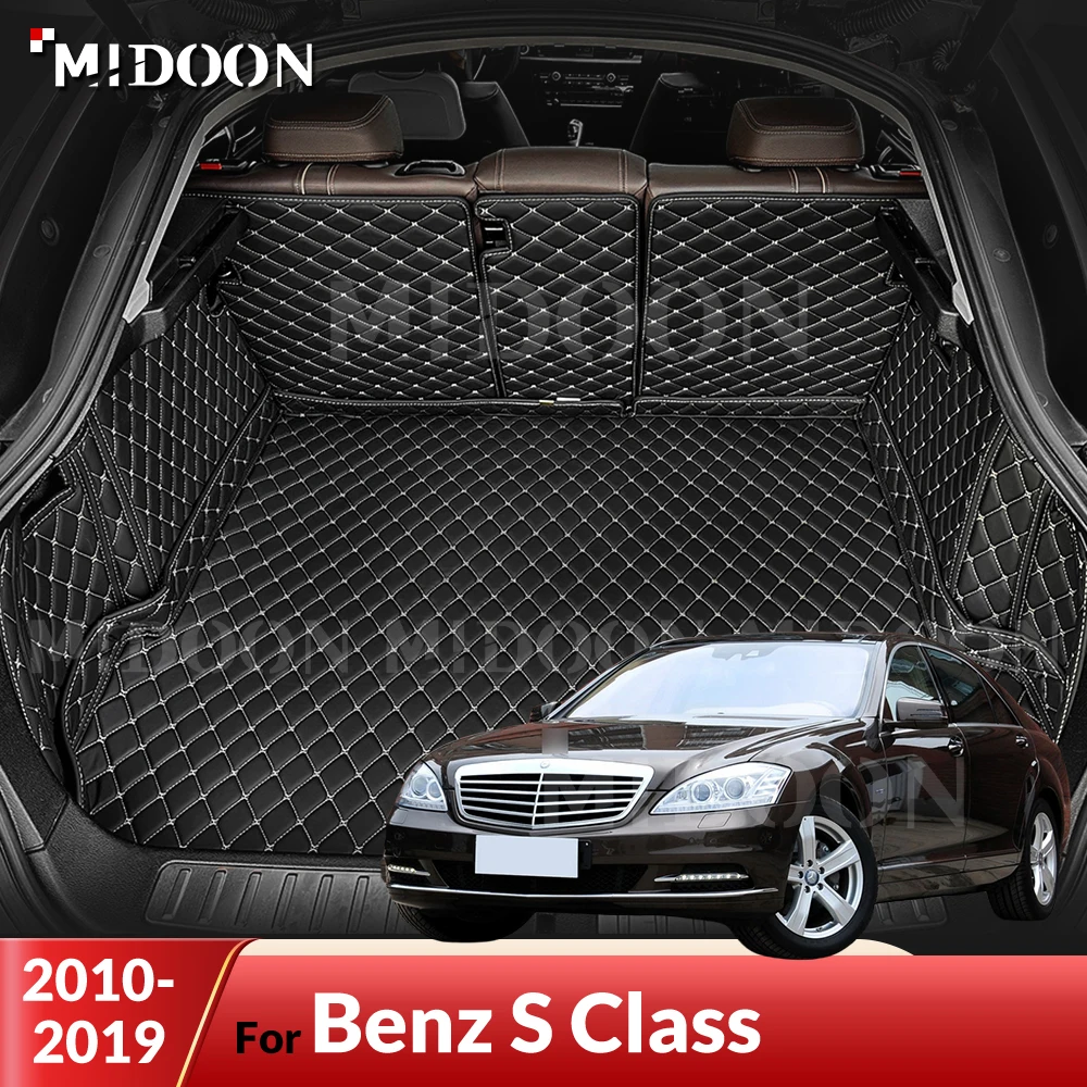 

MIDOON For Mercedes Benz S Class sedan Non-hybrid W222/W221 4-door 2010-2019 18 17 16 15 14 Full Coverage Trunk Mat Cargo Liner