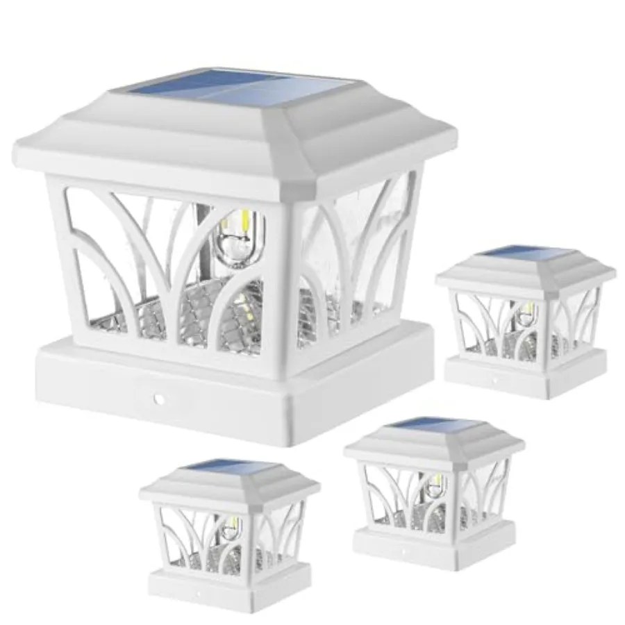 

Солнечные светильники для столбов, уличные, 2 режима, алюминиевые, для забора, террасы, крышек столбов, с лампочками Эдисона LED, для виниловых и деревянных столбов 4x4, 5x5, 6x6, для патио