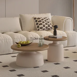 Roundwood coffee table for bedroom, small modern Japanese tea table, beautiful minimalist furniture, round table 10 Main Sales Side Table - №7