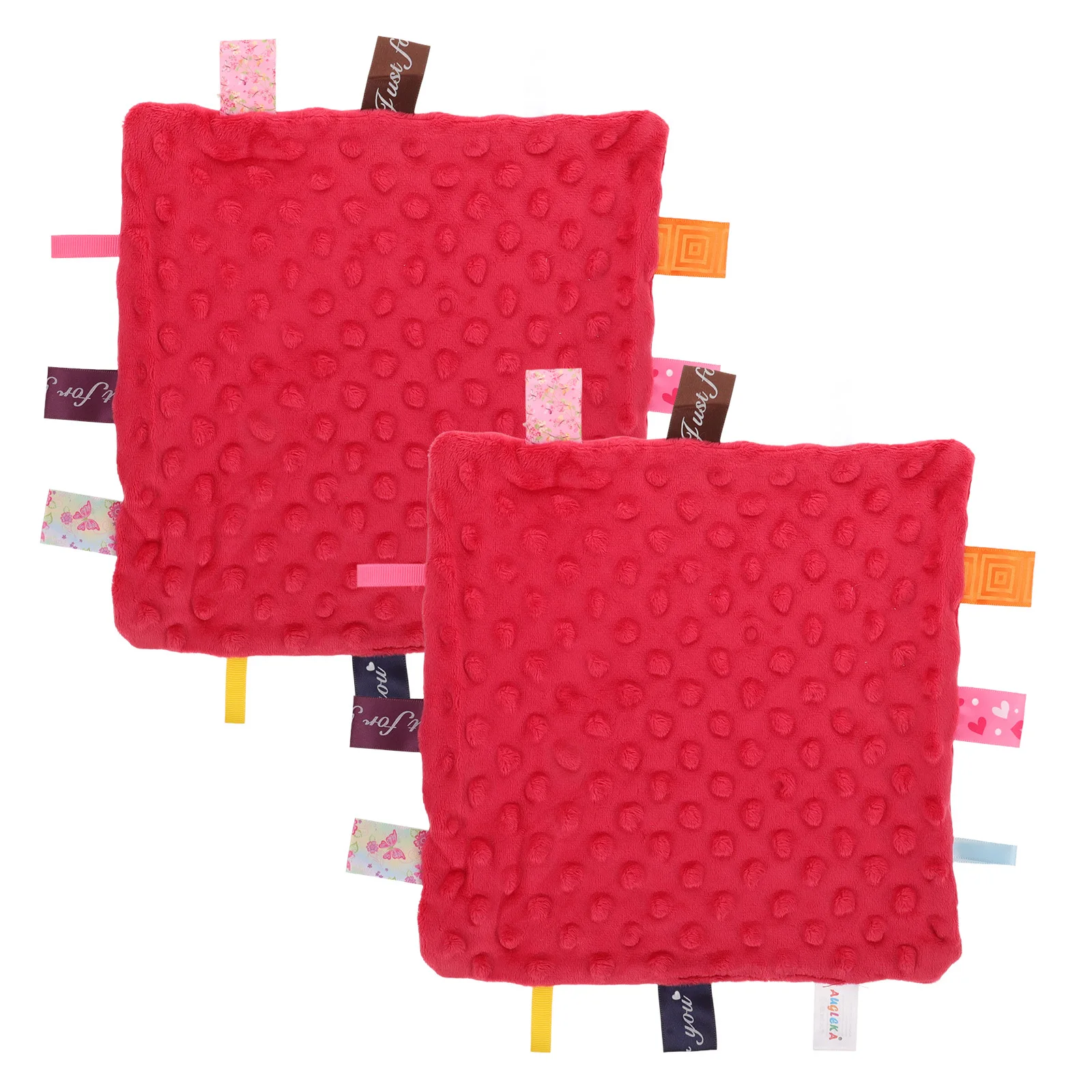 

2Pcs Infant Soothing Towel Baby Appease Handkerchief Bright Color Lightweight Easy Carry for Newborn Baby Appeasing Towel