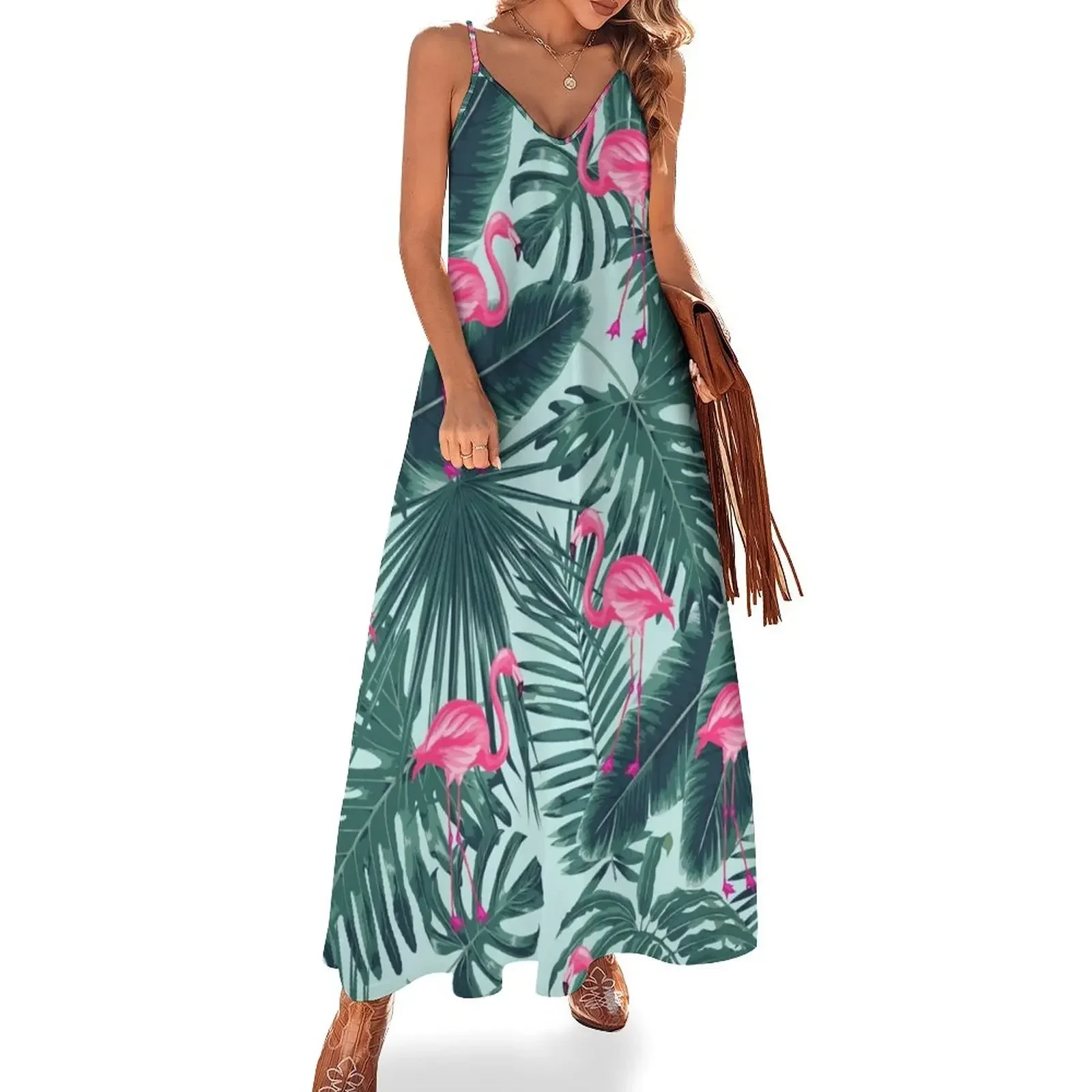 

tropic abstract flamingo Sleeveless Dress elegant and pretty women's dresses summer dress womens 2024 womans clothing Dress