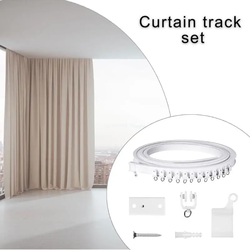 Customizable 5 Meter Curtain Track Flexible Designs Rails with Smooth Slides Rollers Set for Privacy in Room and Office Dropship