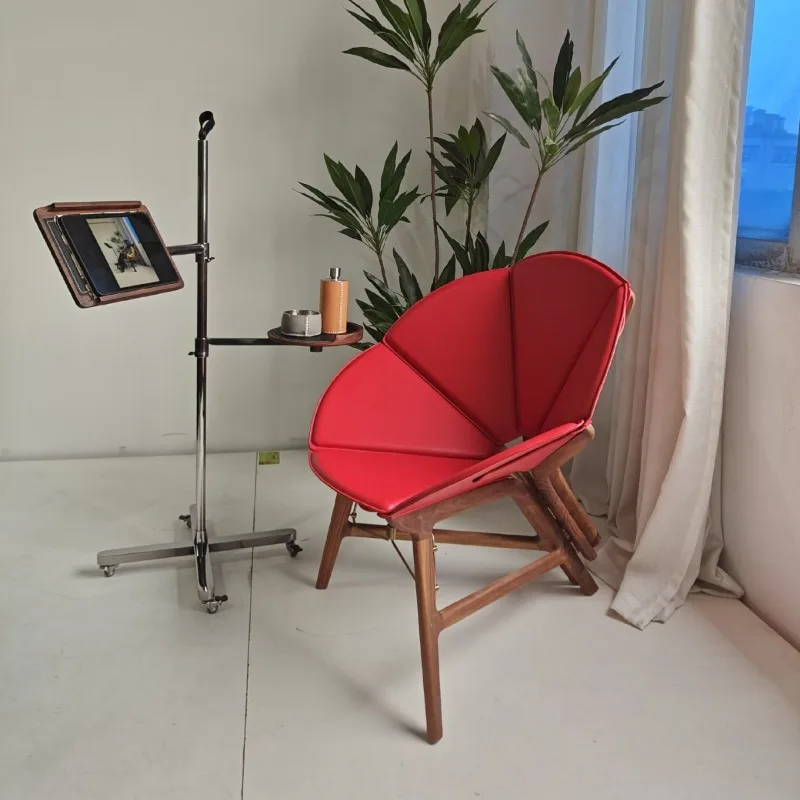 Petal chair, model room, hall reception lounge chair, walnut folding chair