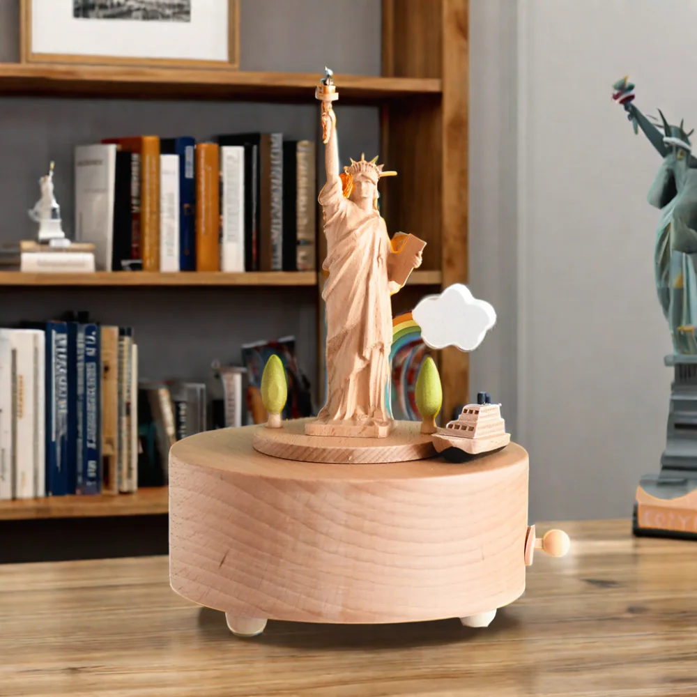 

Wholesale Hot Style Music Box American Statue Of Liberty Wooden Music Box For Souvenirs
