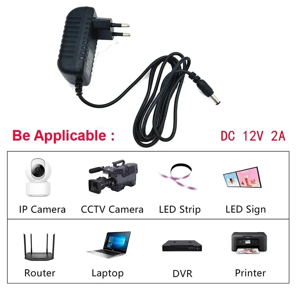 Power Adapter AC 100-240V Input DC Output Supply Charger EU/US 12V Universal Adapter Converter Plug for Camera DVR LED Robot LED