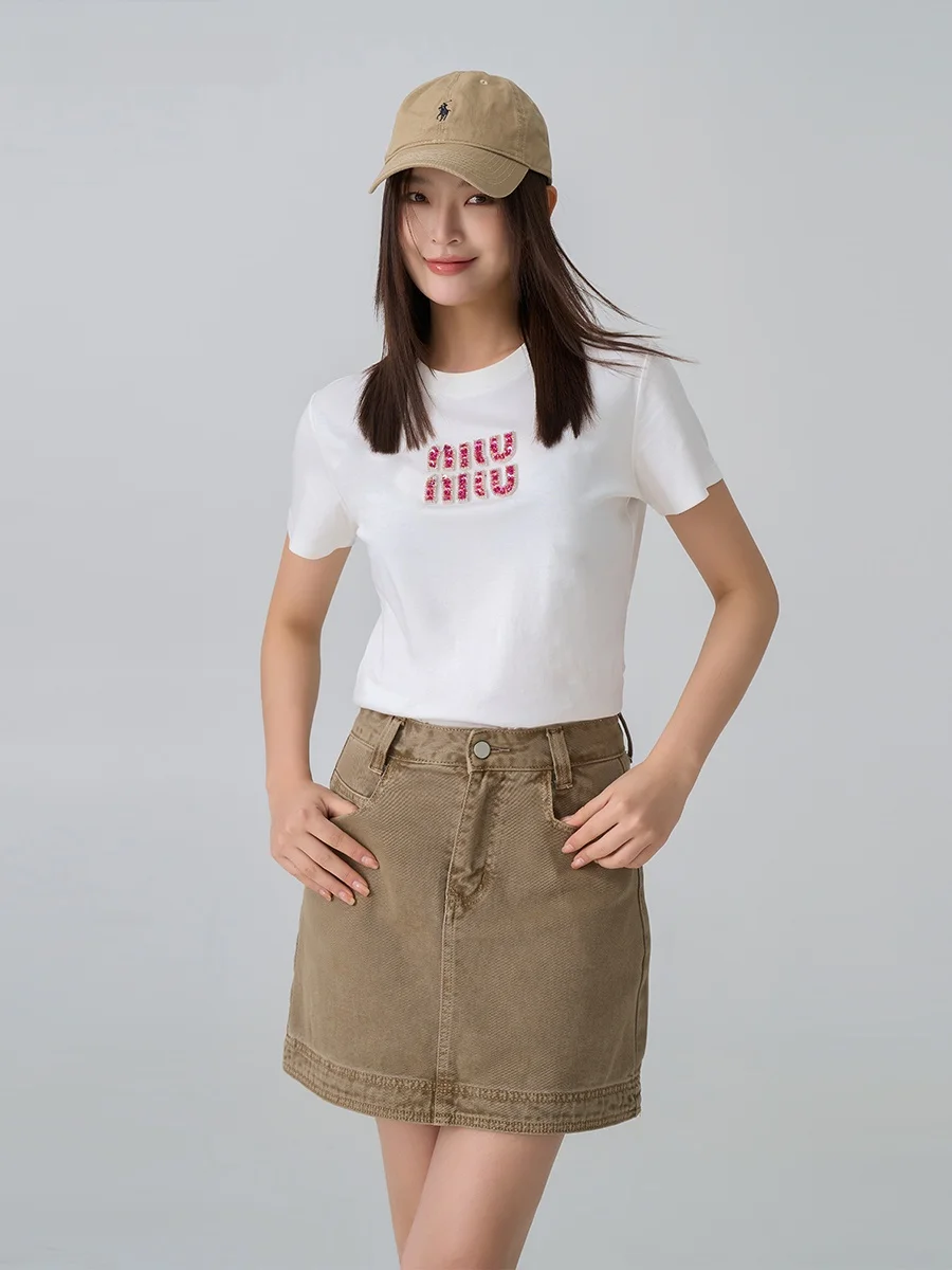 

Футболка MBNLF Casual Versatile 2024, новинка весны, модная женская китайская футболка XMT5088 для весенне-летнего отдыха...