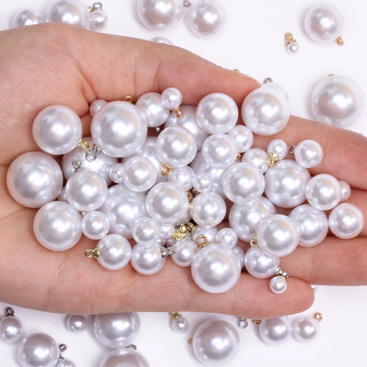 5/10pcs/lot 4-16mm ABS Imitation White Pearl Round Pendant DIY Jewelry Making Findings Necklace Earrings Accessories Materials