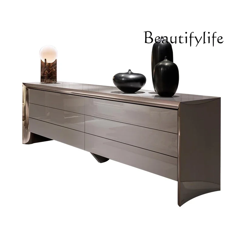 XX Italian TV Cabinet Bedroom High-end Atmospheric Stainless Steel Large Apartment Modern Living Room Storage Bedside Cabinet