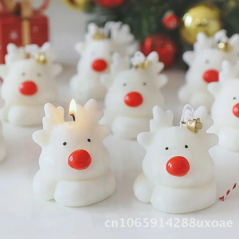 

Handmade Lying Deer Aromatherapy Candle Christmas Elk Scented Soy Mixed Wax Gift Cartoon Modeling Wax with Color Box
