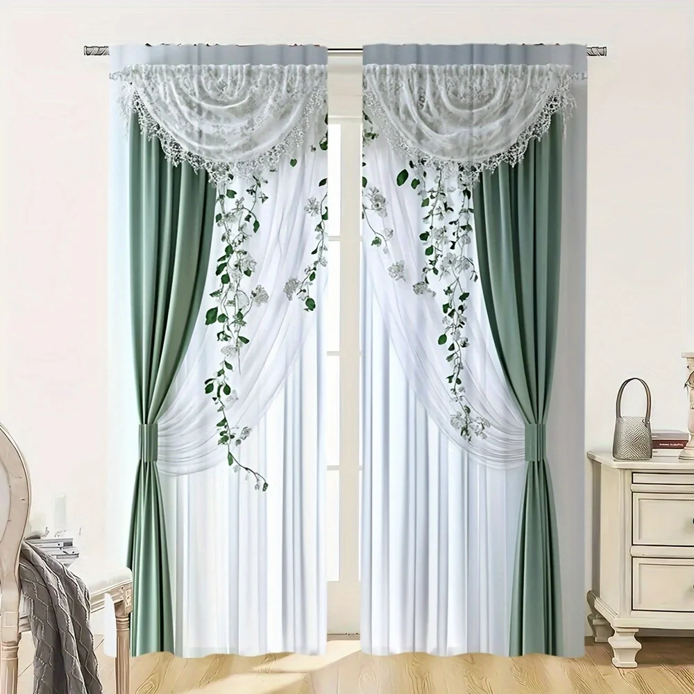 

2 pieces of False background of flowers printed curtains, pole bag curtains 42*84, home decoration, room decoration