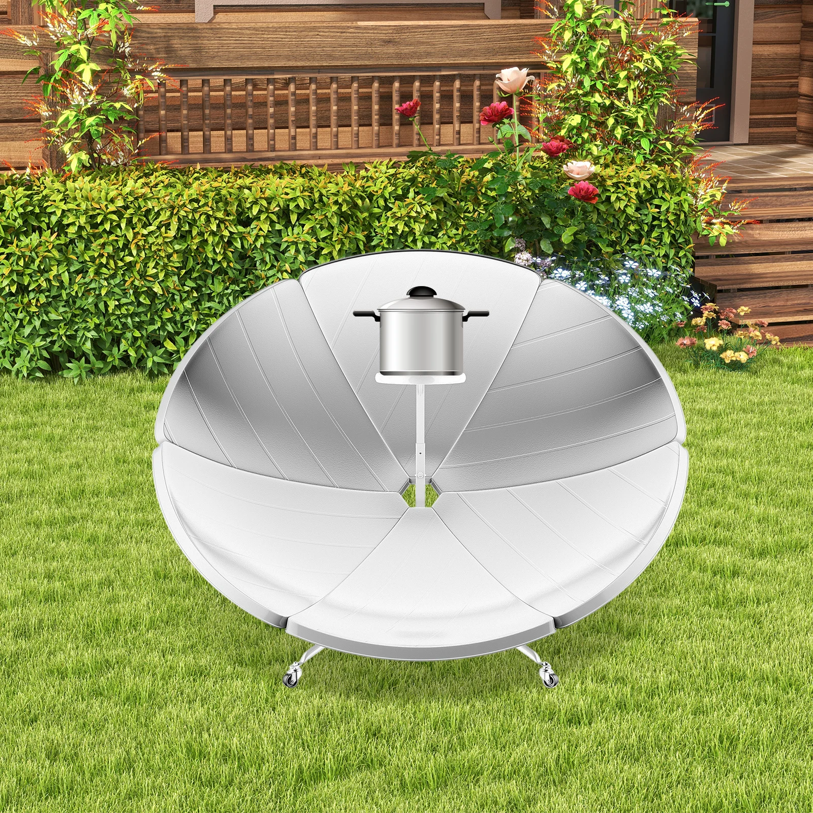 

Portable Solar Cooker Parabolic Sun Oven, Concentrating 1.5m Diameter Camping Outdoor Solar Cooker fits for Solar Heating, Camping, Outdoor,Picnic, Visual Education or Diy Solar Concentrator