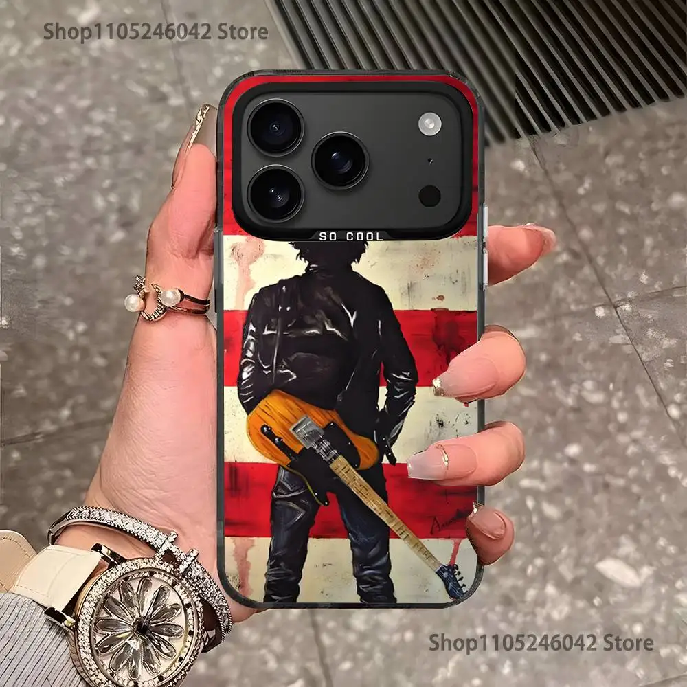 Rock Singer b-ruce Springsteen noir mat antichoc housse de téléphone pour iPhone 17,16,15,14,13,12,11Pro,XS,Max,Plus,Mini,SE4,E