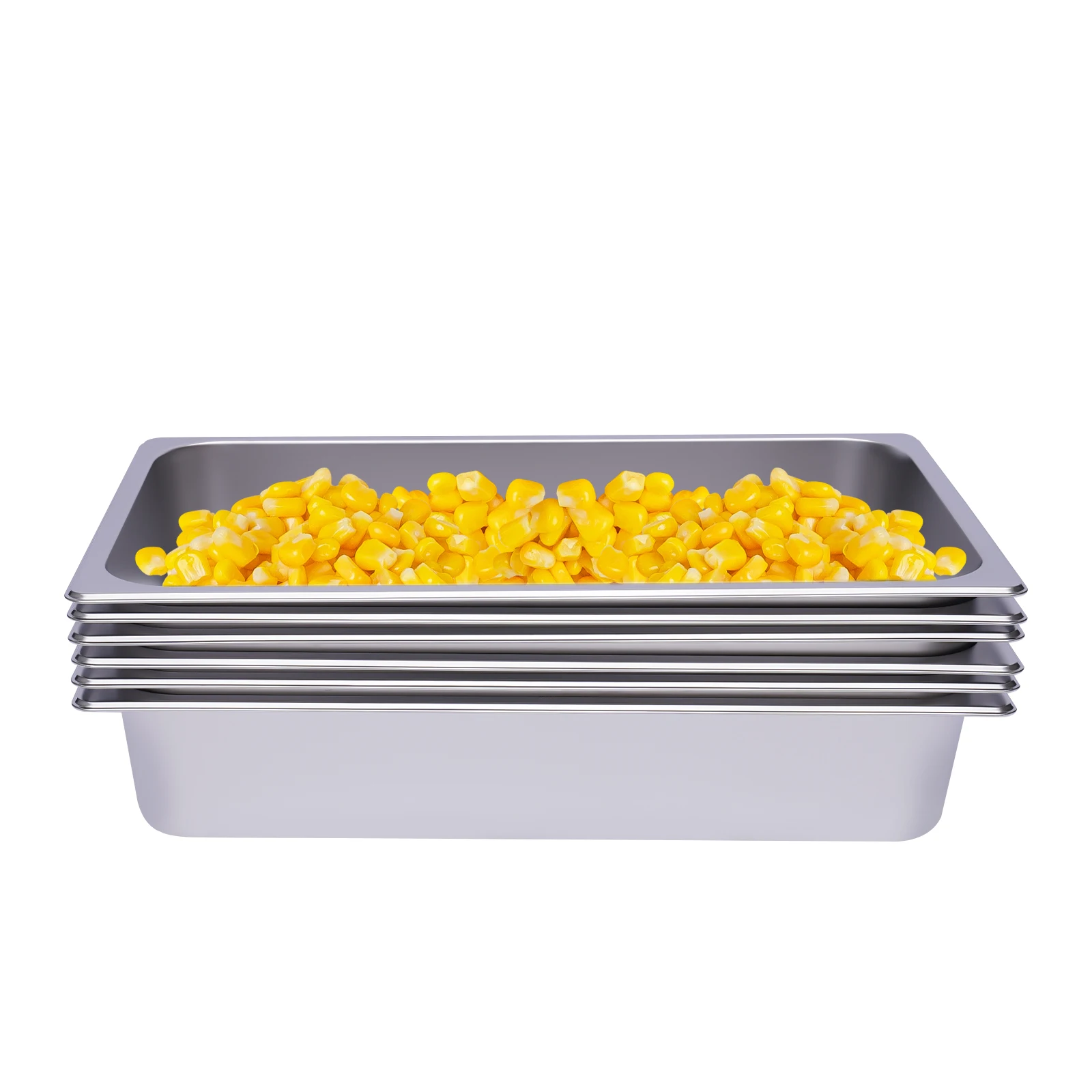 Catering Food Holding Container, Steam Table Pan, 201 Stainless Steel Silver 0.7mm Thick 533310cm 6-pack Steam Table Pan, Steam Table Pan Hotel Canteen Buffet Multi-temperature Food Storage Vessel