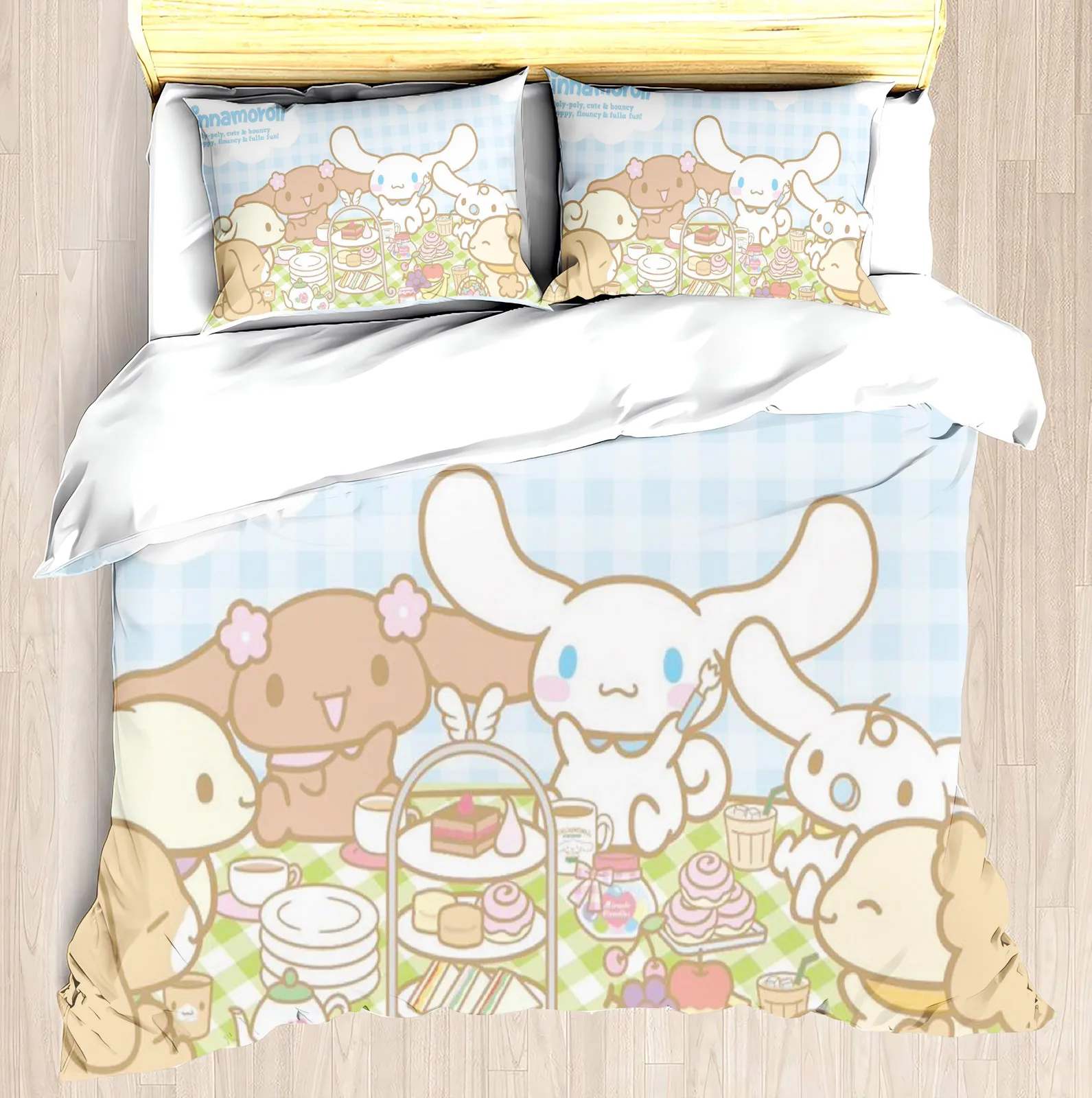 

MINISO-Modern Print Duvet Cover Set, Sanrio Kuromi Melody Bedding Set, Girl's Gift Mattress, 3 Piece Set