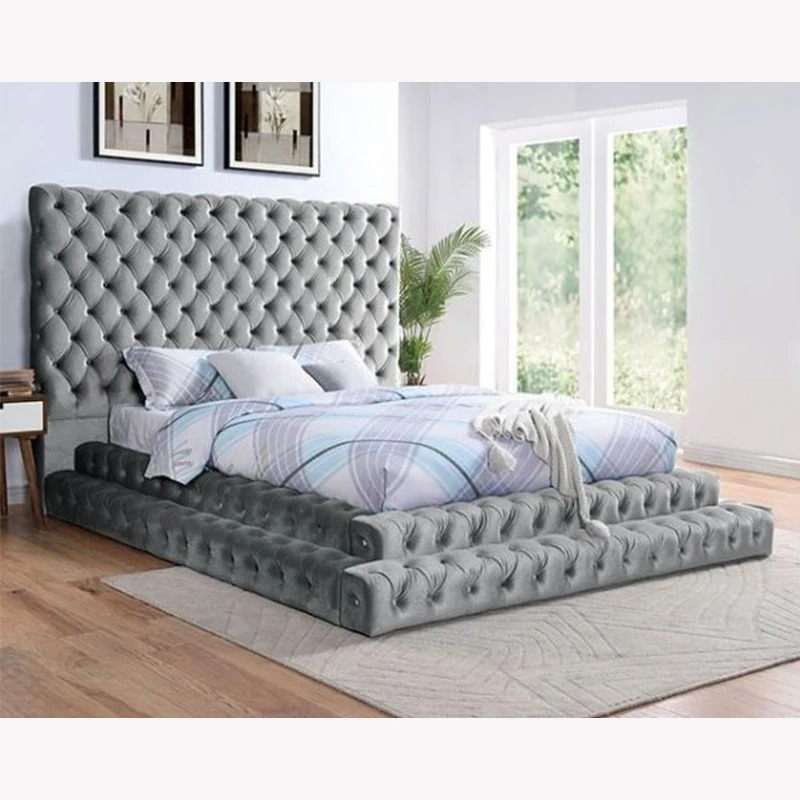 

Latest Bedroom Furniture Design Queen Bed Frame Modern Platform King Size Wooden Beds