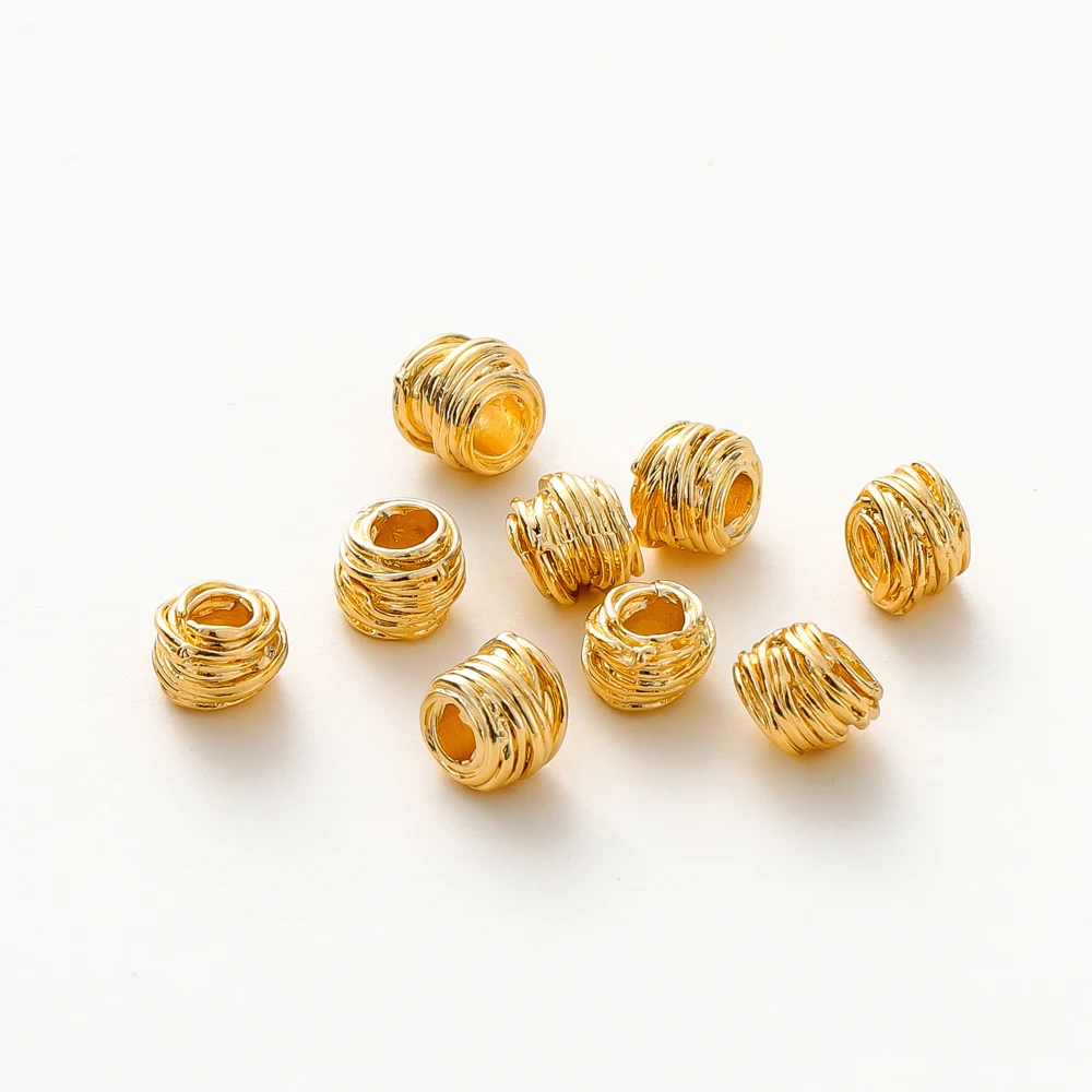 10/30/50 Teile/paket 14K/18K Gold Überzogene Messing Weben Ball Spacer Perlen Für DIY armband Halskette Schmuck Machen Zubehör