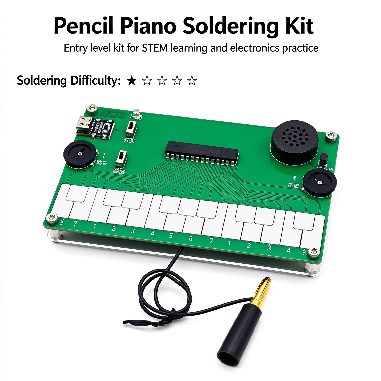 DIY Electronic Pencil Piano Kit STEM Soldering Practice Kit Type C Rechargeable Educational Electronics Kit for Students