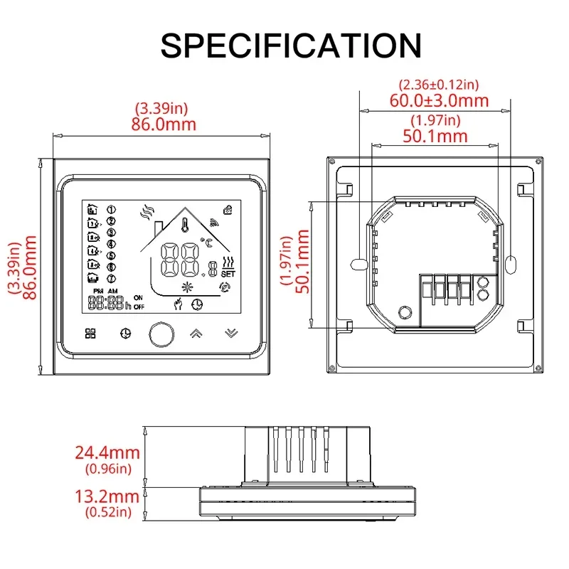 Smart WIFI Touch Thermostat Water Electirc Floor Heating Gas Boiler Temperature Controller App Voice Control Alexa Google