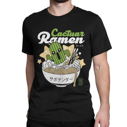 Imagen 2 del producto Cool Cactuar Ramen Final Fantasy camisetas para hombres cuello redondo 100% algodón camisetas de manga corta camisetas únicas