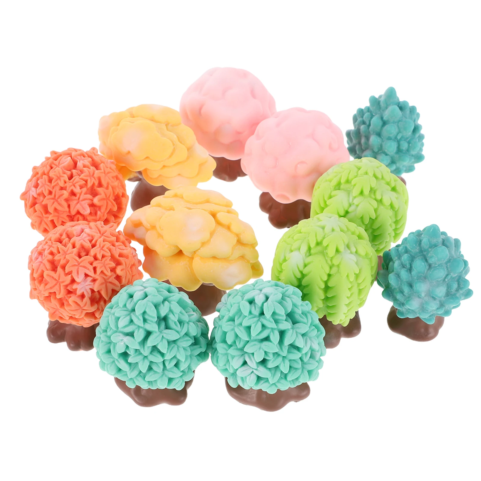 

12 pcs Miniature Trees Resin Ornaments Realistic Design Material Craft Projects Artificial Tree Decor Mini Resin