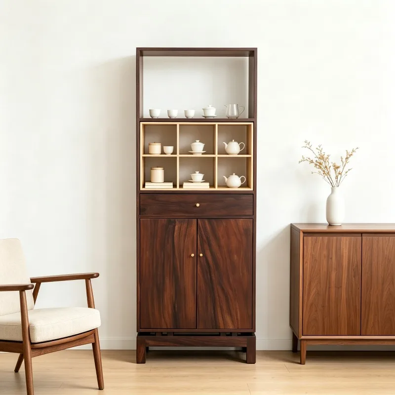 New Chinese-style solid wood contrasting color Bogu shelf, bookcase, tea room display rack, Duobao Ge living room shelf