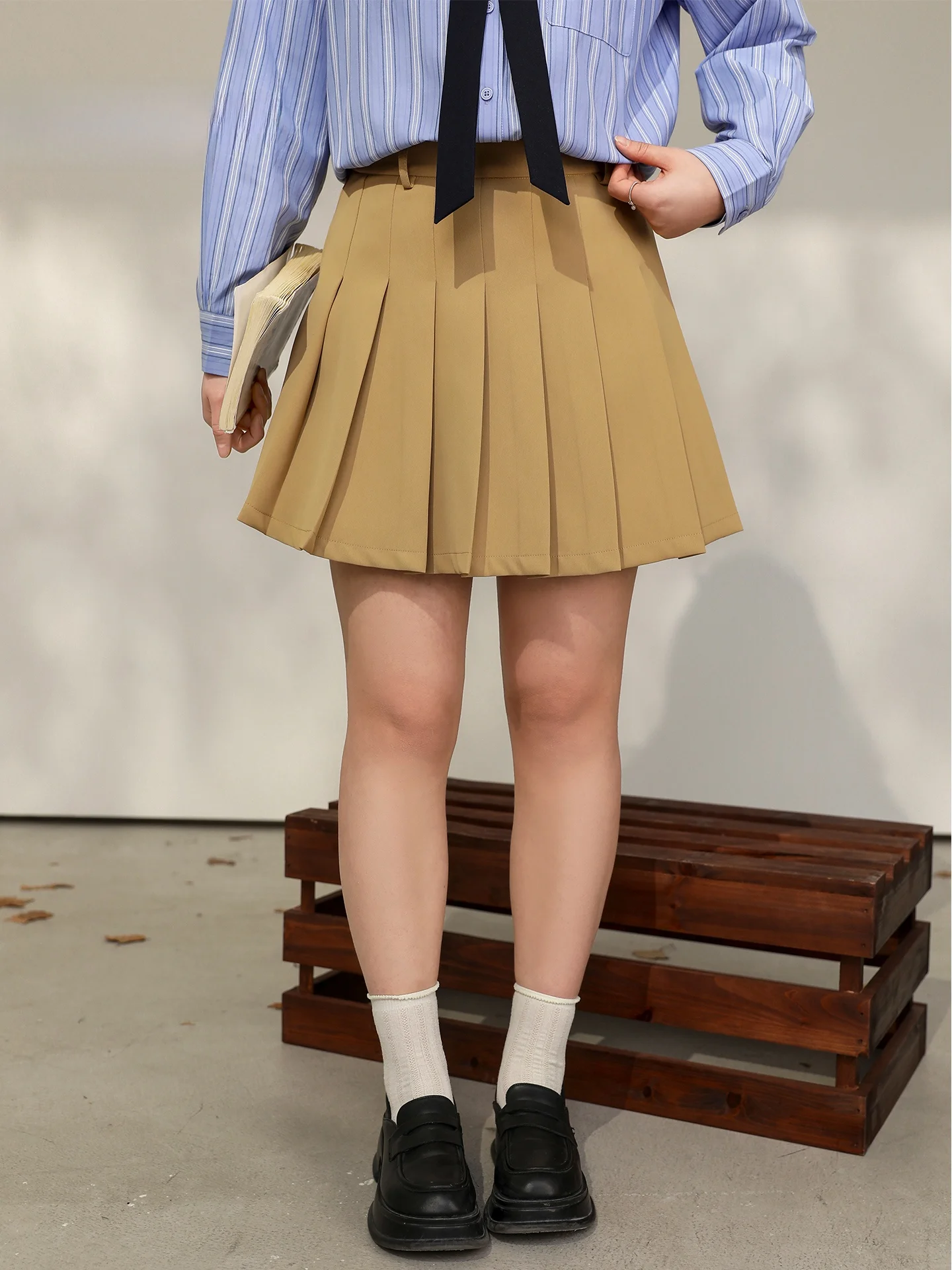 

DM00 plus Size A-Line Suit Sle Pleated Skirt High Waist Slimming Spring Faion for Plump Women Casual Sweet Sle