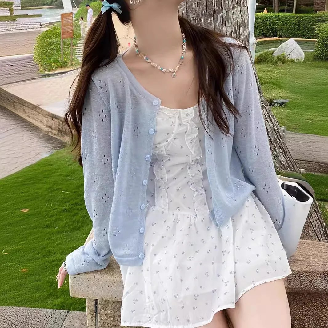 

Cardigan for Women Single Breasted Chic Casual Knitted Tops Spring Summer 2025 New Fashion Female Stretch Cardigan