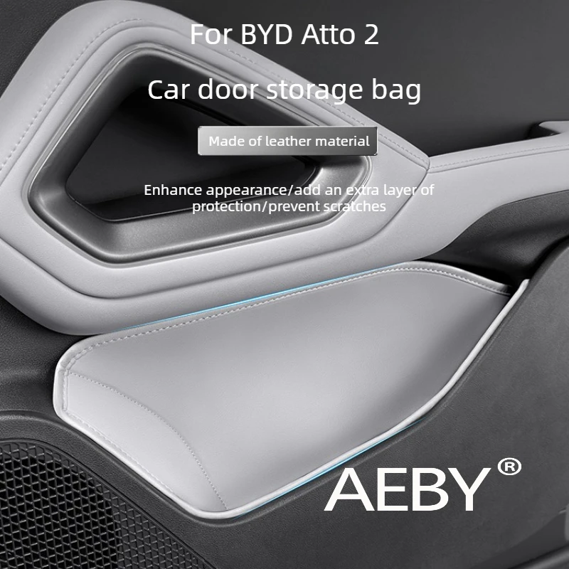 

AEBY For BYD Atto 2 Smart Driving Edition 2024-2025 Leather Door Pocket Organizer,Door Panel Storage Bag,Scratch Protection