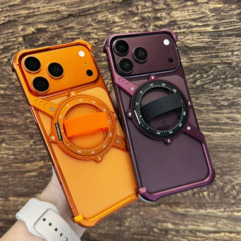 Borderless naked mechanical design suitable for iPhone 17/18promax protective case Apple 18pro/17pro magnetic S stand phone case