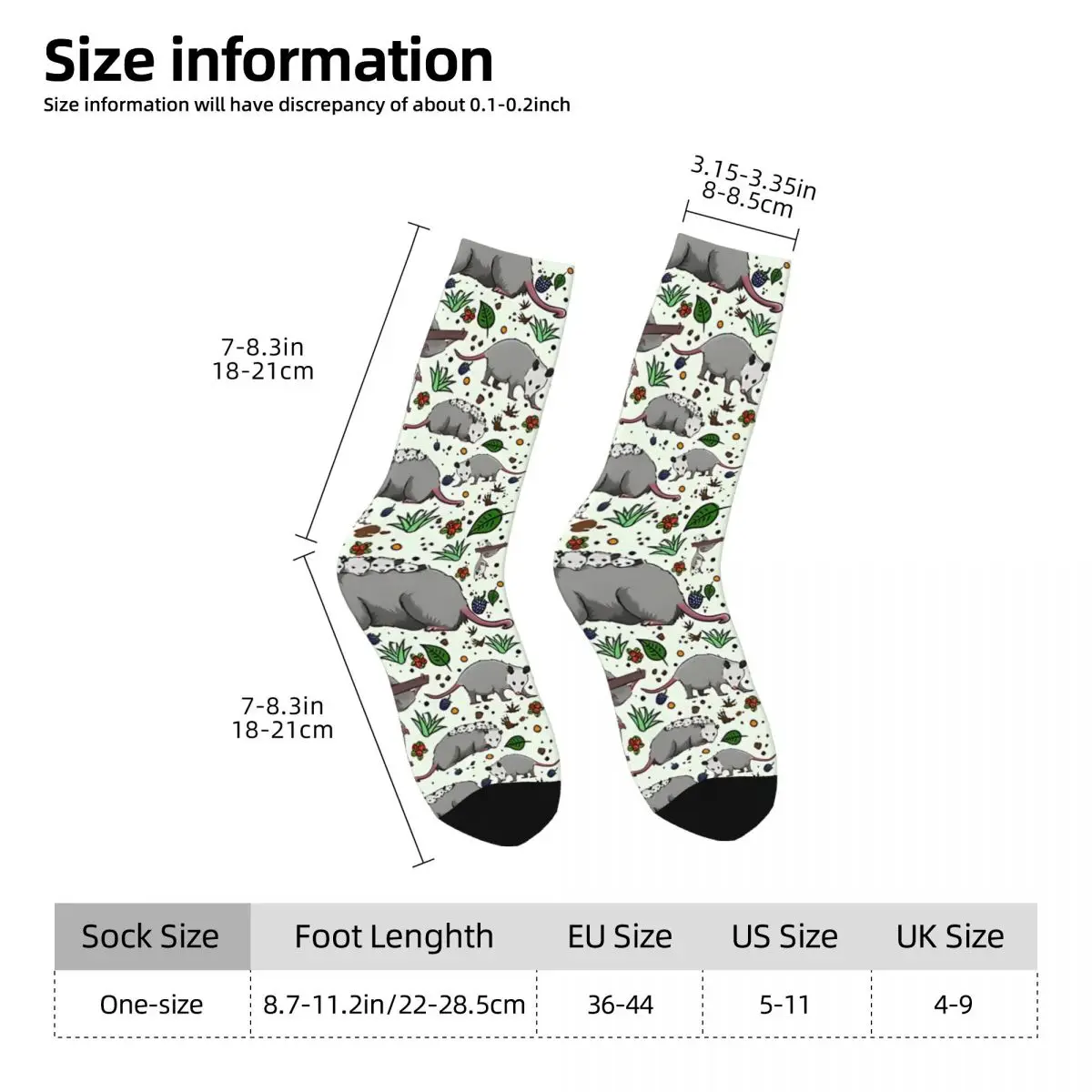 Happy Men's Socks Cute Opossum Possum Vintage Opossum Street Style Crazy Crew Sock Gift Pattern Printed