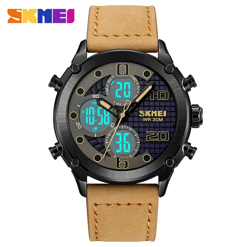 Skmei Outdoor Sports Men Electronic Watch Double Inserts Multi-Function Watch impermeável despertador luminoso relógio eletrônico