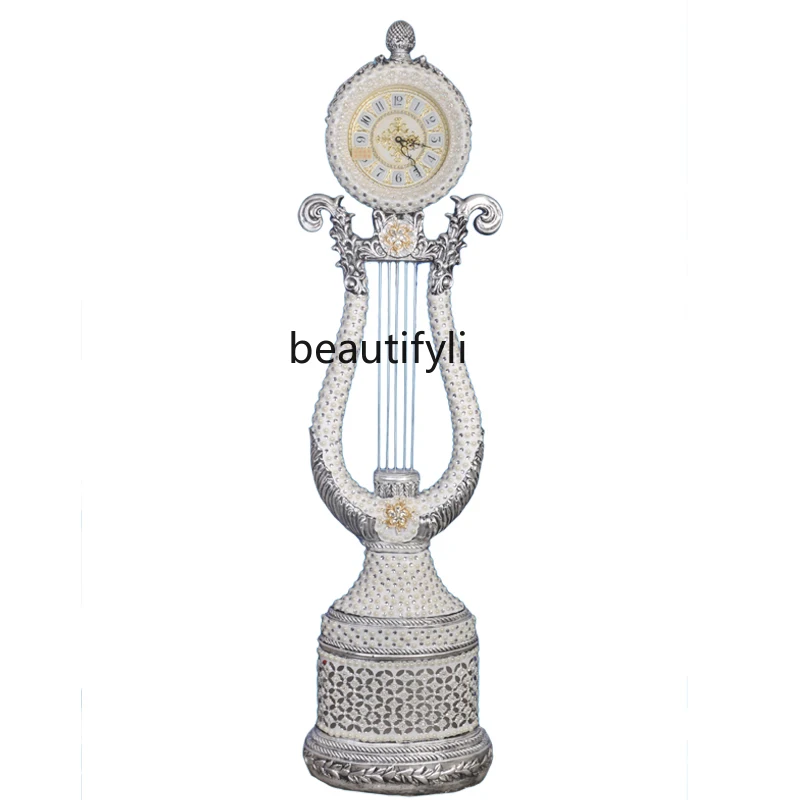 

European Style Creative the Grandfather Clock Villa Living Room Antique Standing Simple Holder Clock Modern Jian Art Fashion