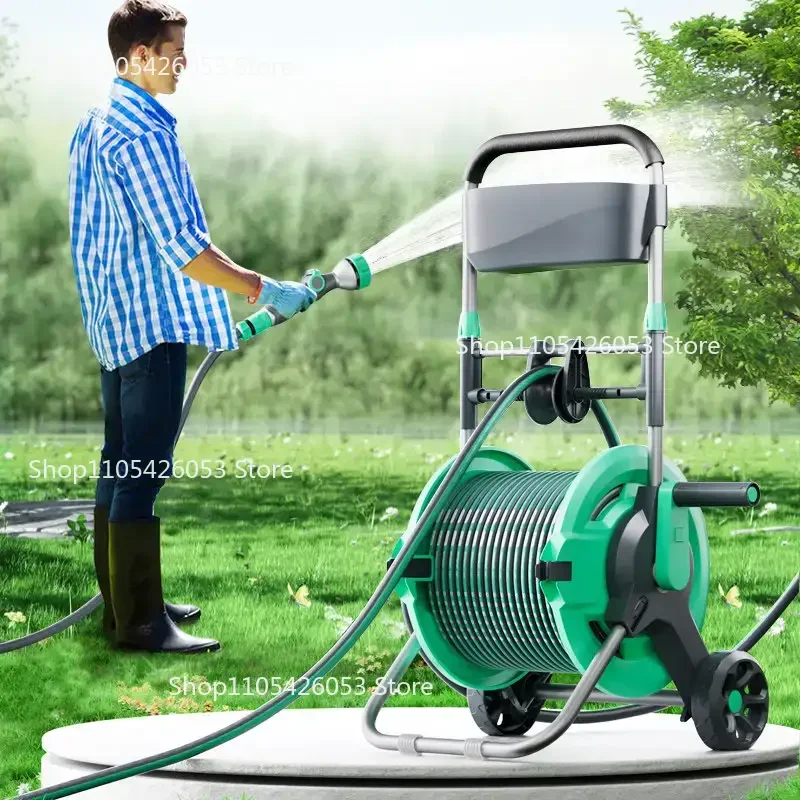 Garden Hose Reel Wall Mount Automatic Retractable Water Pipe Storage Holder Organizer for Watering Plants Outdoor Indoor Use