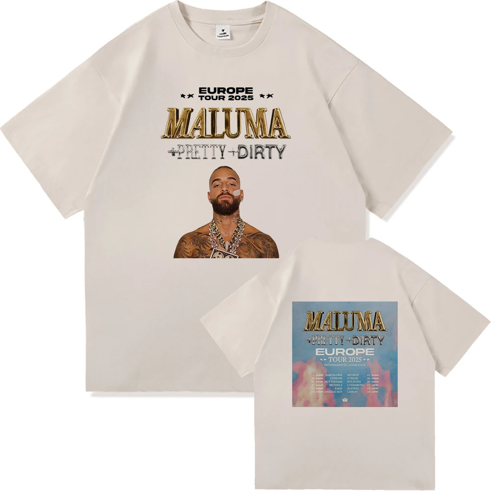 Maluma +pretty + Dirty Europet Tour 2025 футболка мужская/женская одежда ретро Harajuku топы высокого качества хлопковые футболки для фанатов подарки