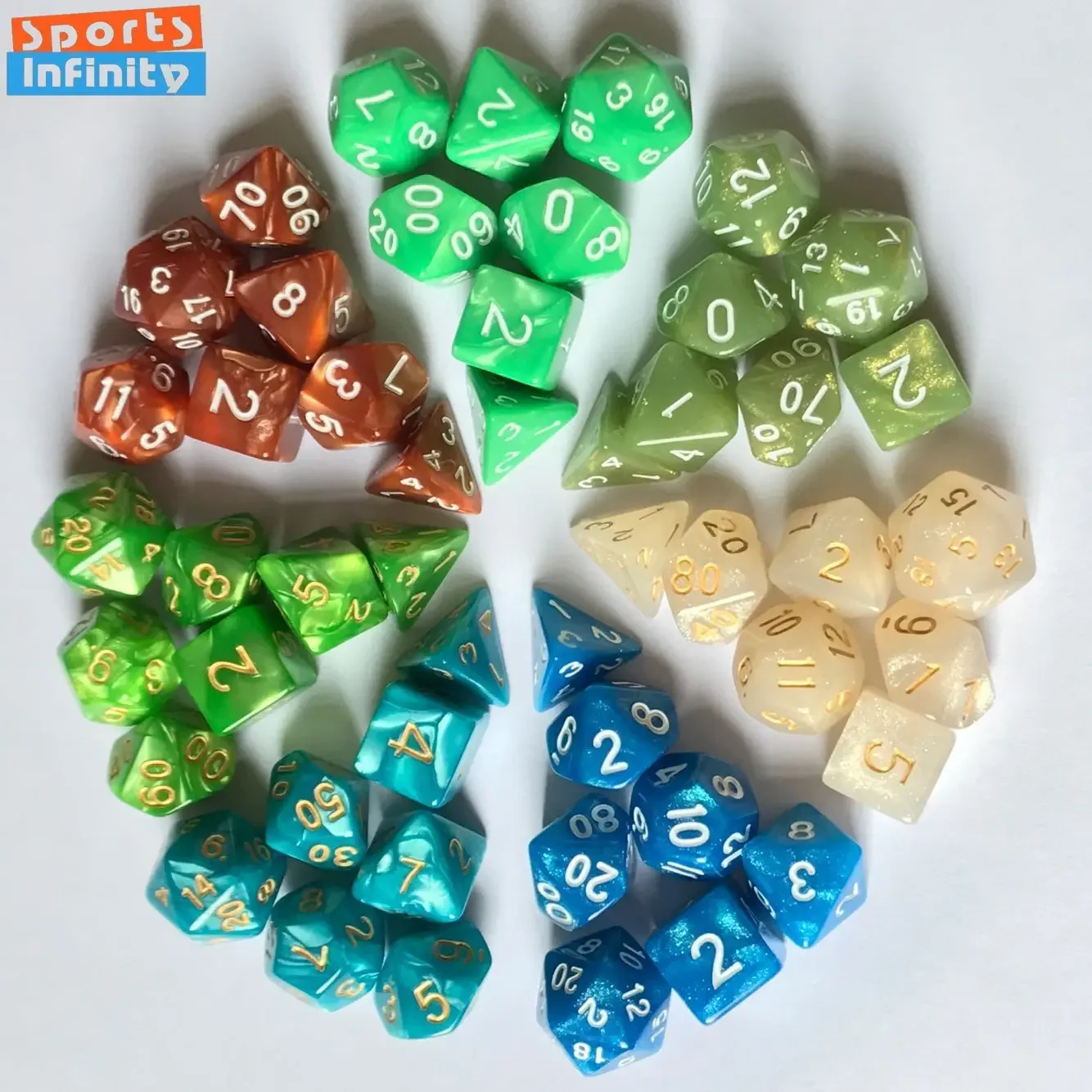 

7 шт./набор, разноцветные жемчужные игральные кости