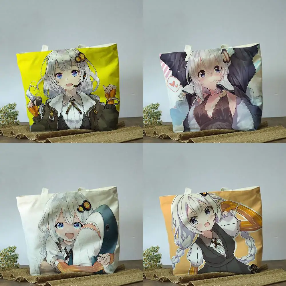 キズナアカリ-ボーカロイド-プレーンベージュ-コットンポリエステル-キャンバスショルダーバッグ-食料品や旅行用