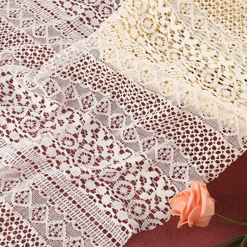 Floral Pattern Hollow Lace Fabric Embroidered Cotton Fabric Hollow Out Lace Fabric