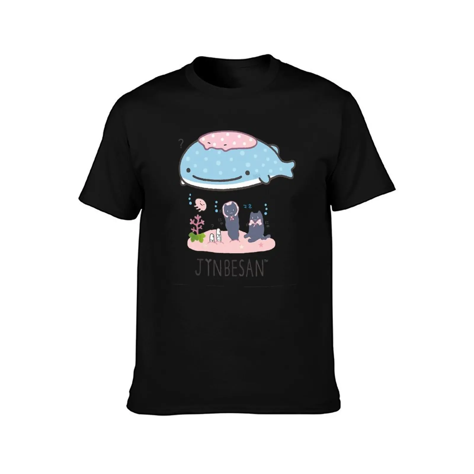 Jinbesan Group Pose T-Shirt, Summer Casual Cotton Tee, Oversized Streetwear Tops, Vintage Graphic Print, Loose Fit Short Sleeve