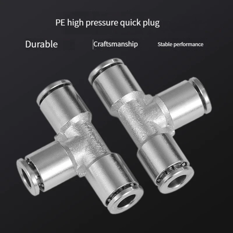 304 Stainless Steel Fast Connector, PE T-Joint, High Pressure Fast Connector, 4, 6, 8, 10, 12, 16