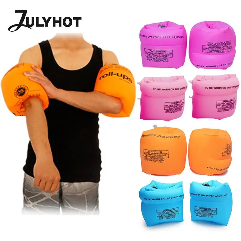 Bandas de brazo inflables para niños y adultos, flotadores de Pvc, tubo de brazos, anillo de aprendizaje de natación inflable, 1 par