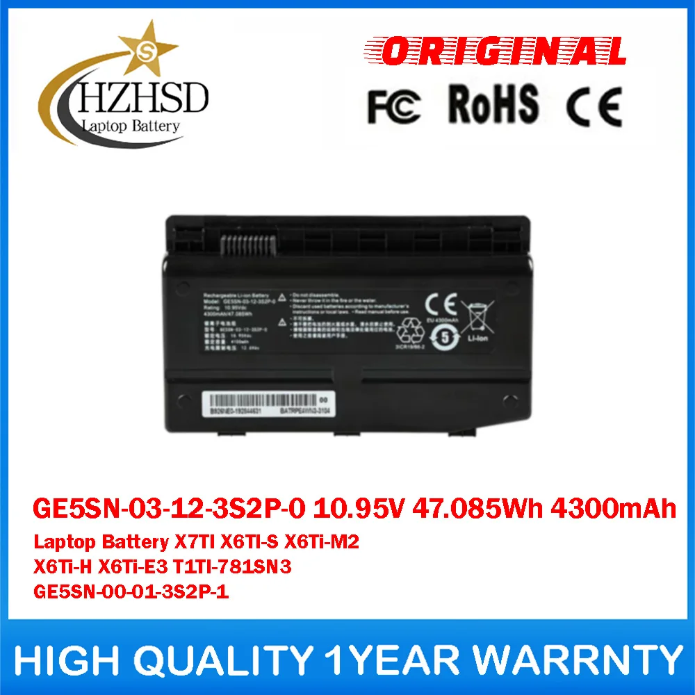 GE5SN-03-12-3S2P-0 10.95V 47.085Wh 4300mAh GenuineOriginal Laptop Battery For MECHREVO X7TI X6TI-S X6Ti-M2 X6Ti-H/E3 T1TI-781SN3