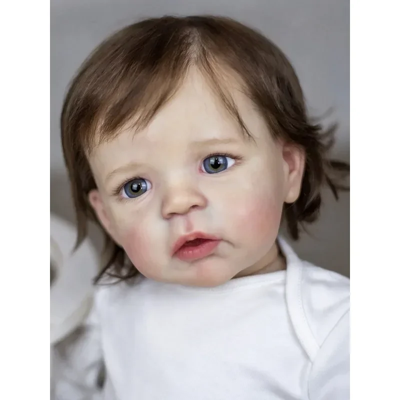 60cm Rooted Hair Cotton Body Baby Doll Sandie with 3D Skin Multiple Layers Painting