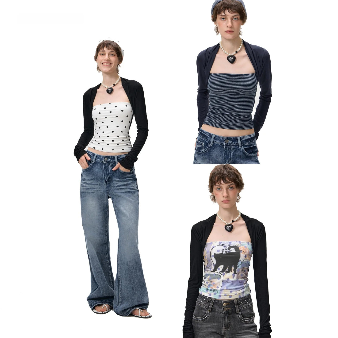

Spring Design Printed Long Sve Knitted Tube Top Women's T-irt 0AM Sotiiiiired Cotton Blend Comfortable Breathable
