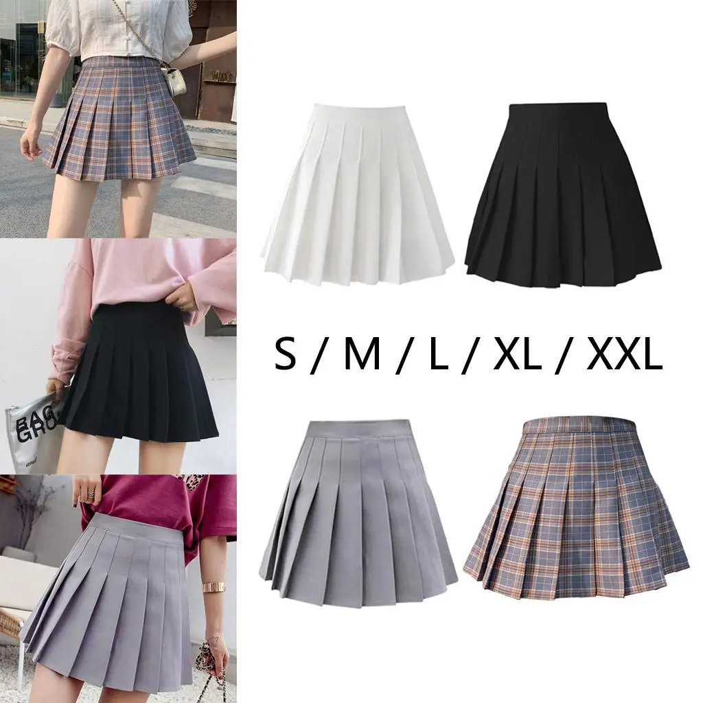 Womens Mini Pleated Skirt High Waisted Skater Tennis Skirts Girls Cheerleader