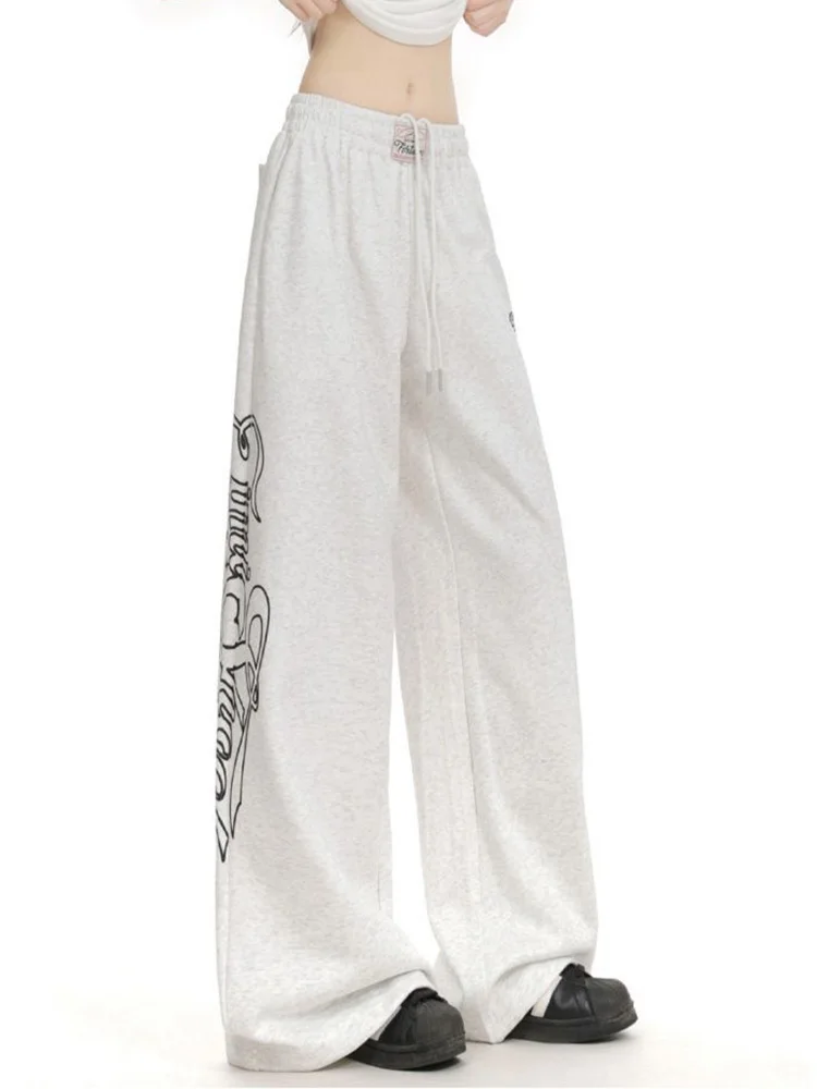 Pantalones Deportivos Rosa American Letter para Mujer, Ropa Urbana de Primavera, Estilo Hip Hop, Pierna Ancha, Cintura Alta, Bolsillos Vintage, Pantalones Harajuku